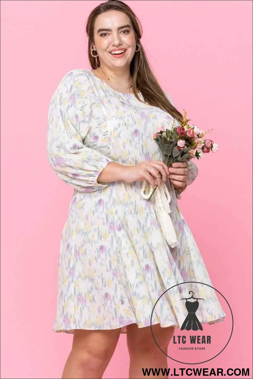 Abstract Printed Mini Swing Woven Dress