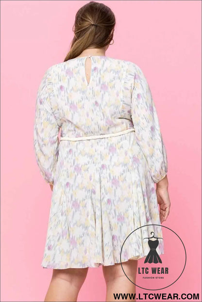 Abstract Printed Mini Swing Woven Dress