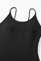 Black Thin Strap Strappy Lace-up Backless One Piece Swimsuit