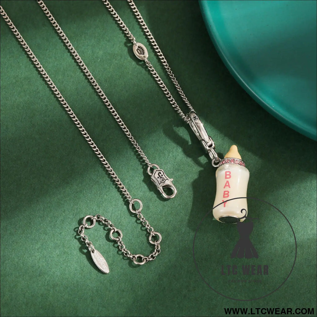 Acrylic letter printing power bottle pendant necklace exquisite bottle pendant