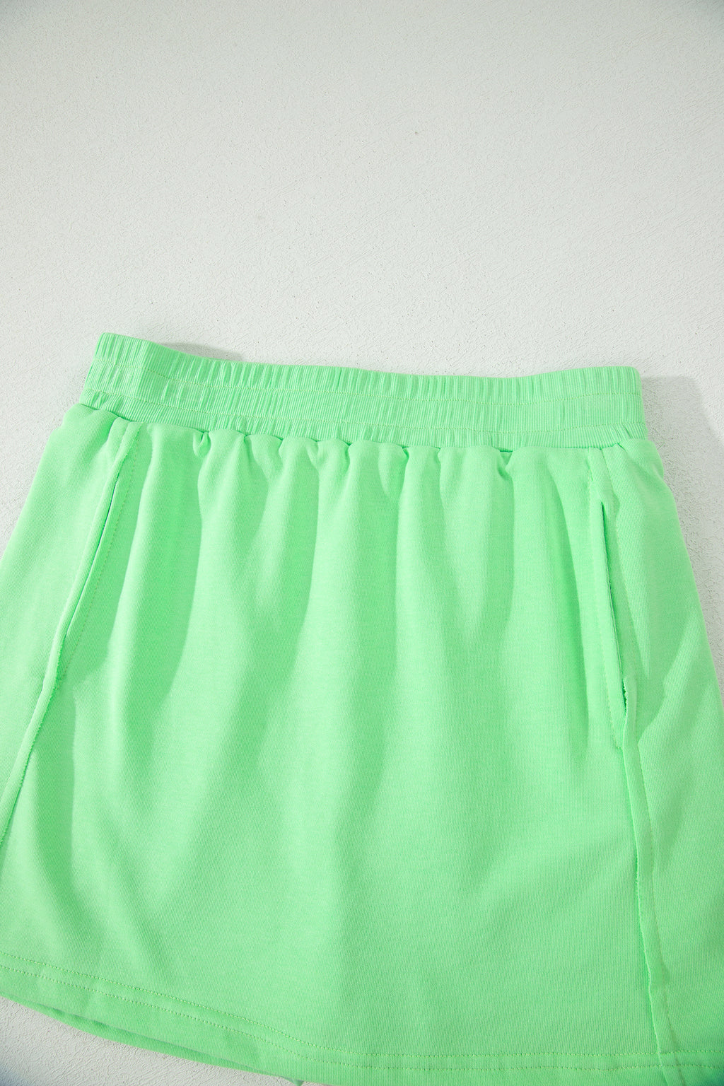 Green Slim Tank Top Elastic Waist Mini Skort 2pcs Outfit