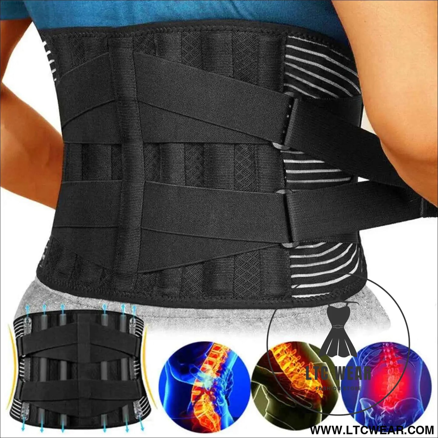 Adjustable Lumbar Support Belt for Back Pain Relief