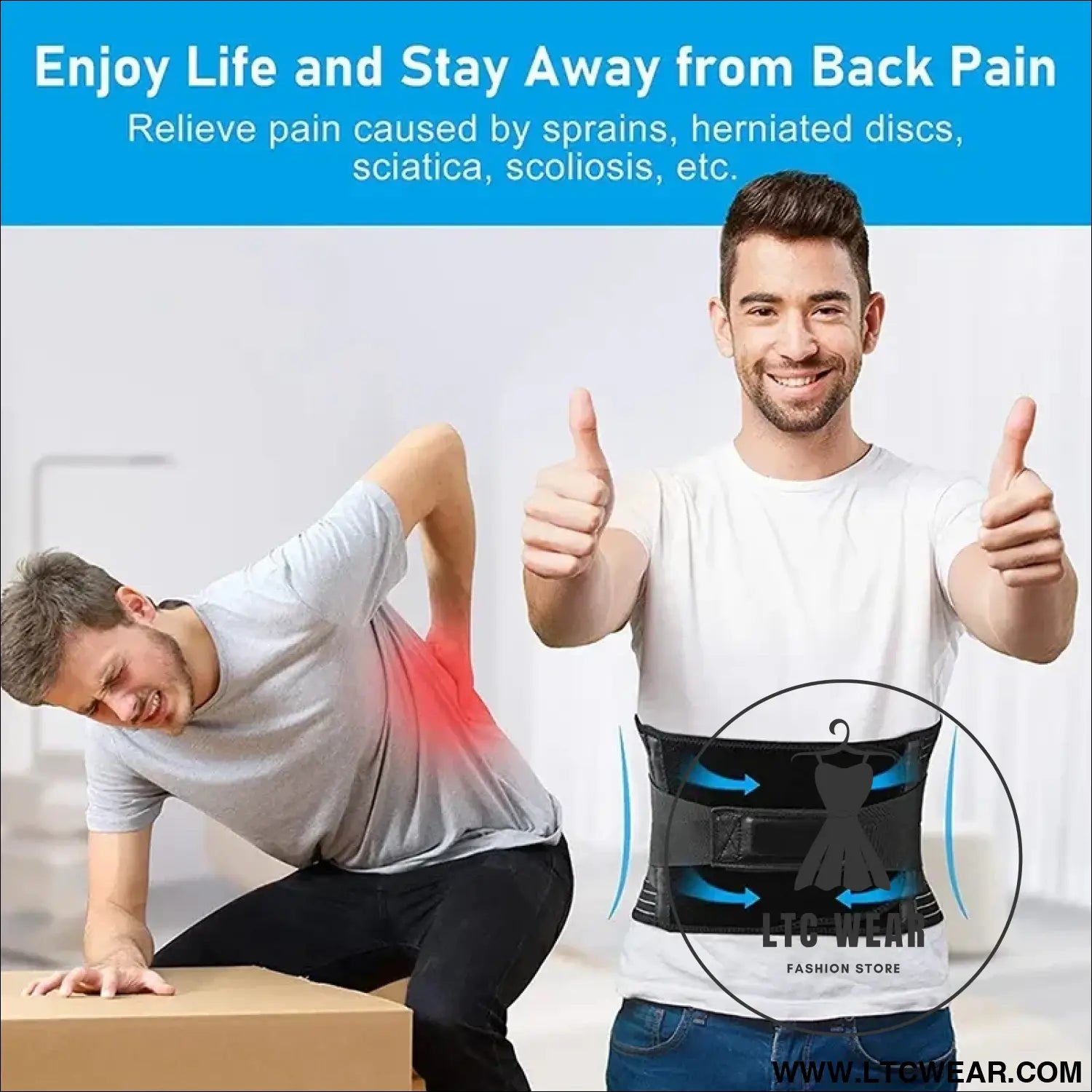 Adjustable Lumbar Support Belt for Back Pain Relief - L.T.C Wear Online Fashion Store