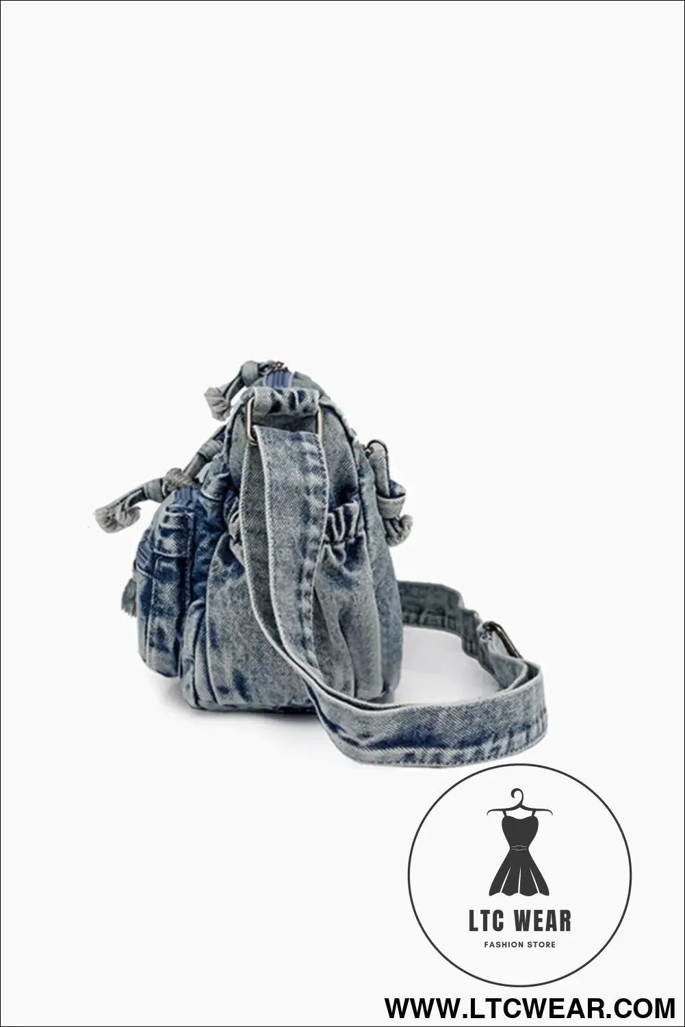Adjustable strap denim crossbody bag