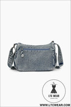 Adjustable strap denim crossbody bag