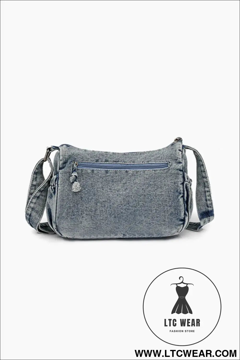 Adjustable strap denim crossbody bag