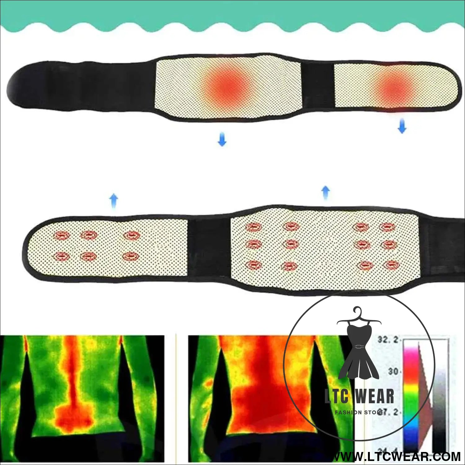 Adjustable Tourmaline Magnetic Therapy Back Support Belt