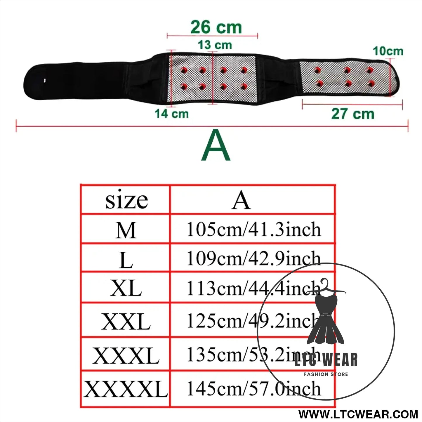 Adjustable Tourmaline Magnetic Therapy Back Support Belt - L.T.C Wear Online Fashion Store