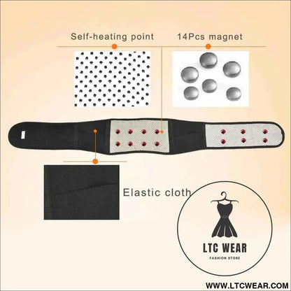 Adjustable Tourmaline Magnetic Therapy Back Support Belt