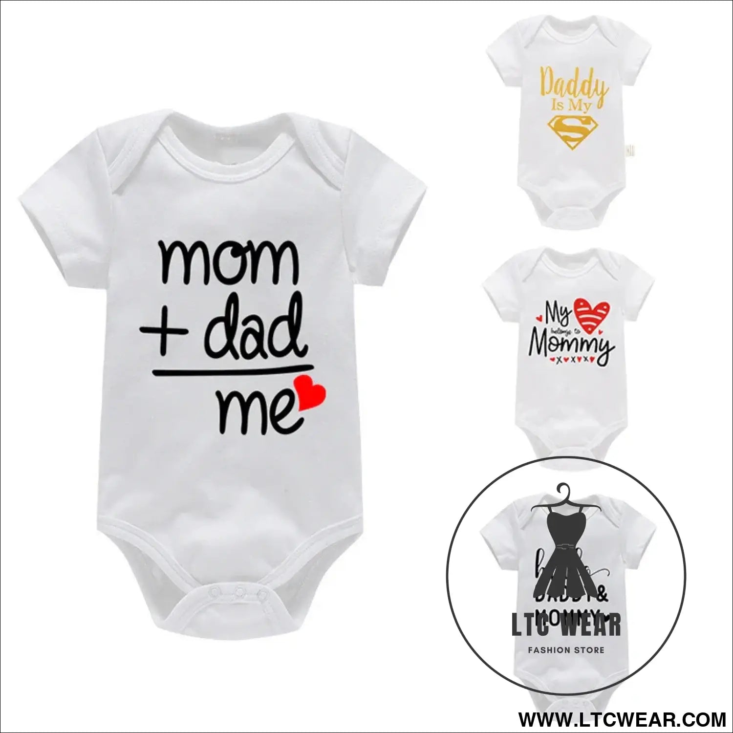 Adorable cotton baby romper: ’i love mom & dad’ - baby bodysuit