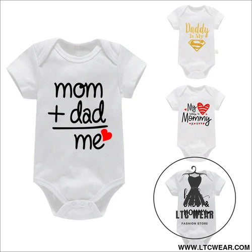 Adorable cotton baby romper: ’i love mom & dad’ - baby bodysuit