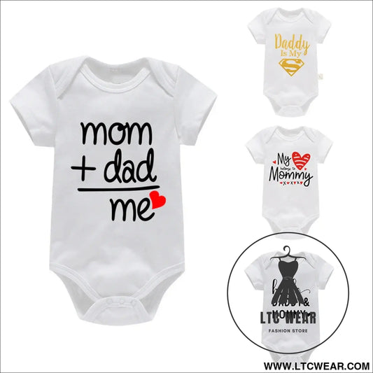 Adorable cotton baby romper: ’i love mom & dad’ - baby bodysuit