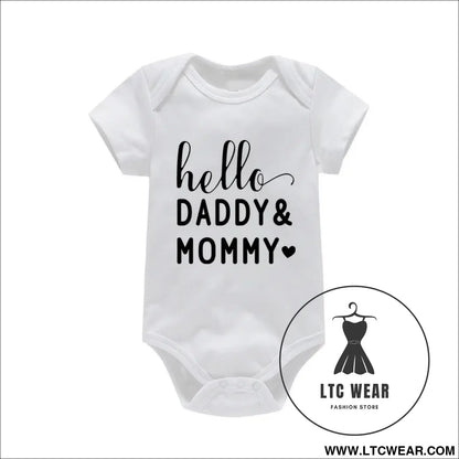 Adorable cotton baby romper: ’i love mom & dad’ - daddy mommy / 9-12m - baby bodysuit