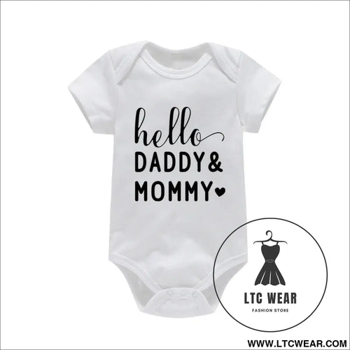 Adorable cotton baby romper: ’i love mom & dad’ - daddy mommy / 9-12m - baby bodysuit