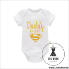 Adorable cotton baby romper: ’i love mom & dad’ - gold daddy / 6-9m - baby bodysuit