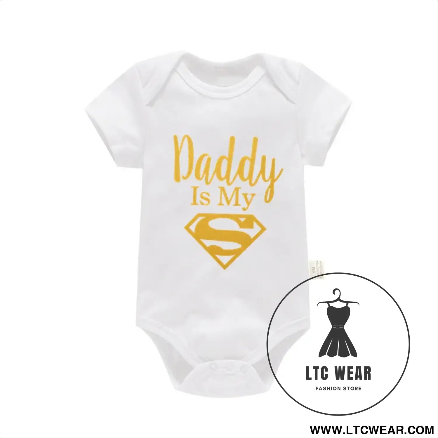 Adorable cotton baby romper: ’i love mom & dad’ - gold daddy / 6-9m - baby bodysuit