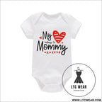 Adorable cotton baby romper: ’i love mom & dad’ - love mommy / 9-12m - baby bodysuit