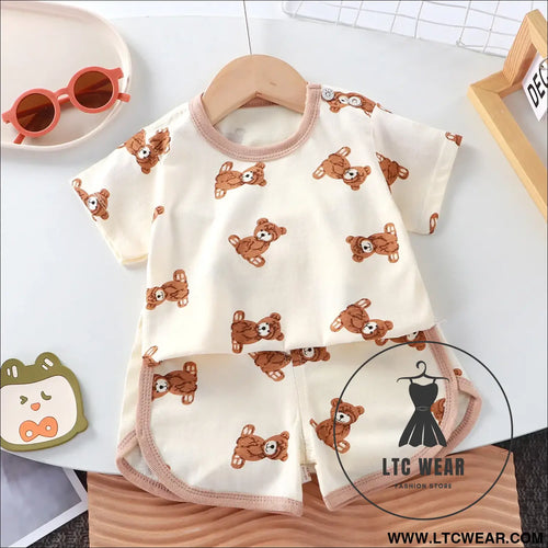 Adorable summer cotton cartoon kids’ t-shirt & shorts set