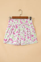Multicolour Camouflage Print Shirred High Waist Athleisure Shorts