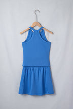 Green Slim Tank Top Elastic Waist Mini Skort 2pcs Outfit