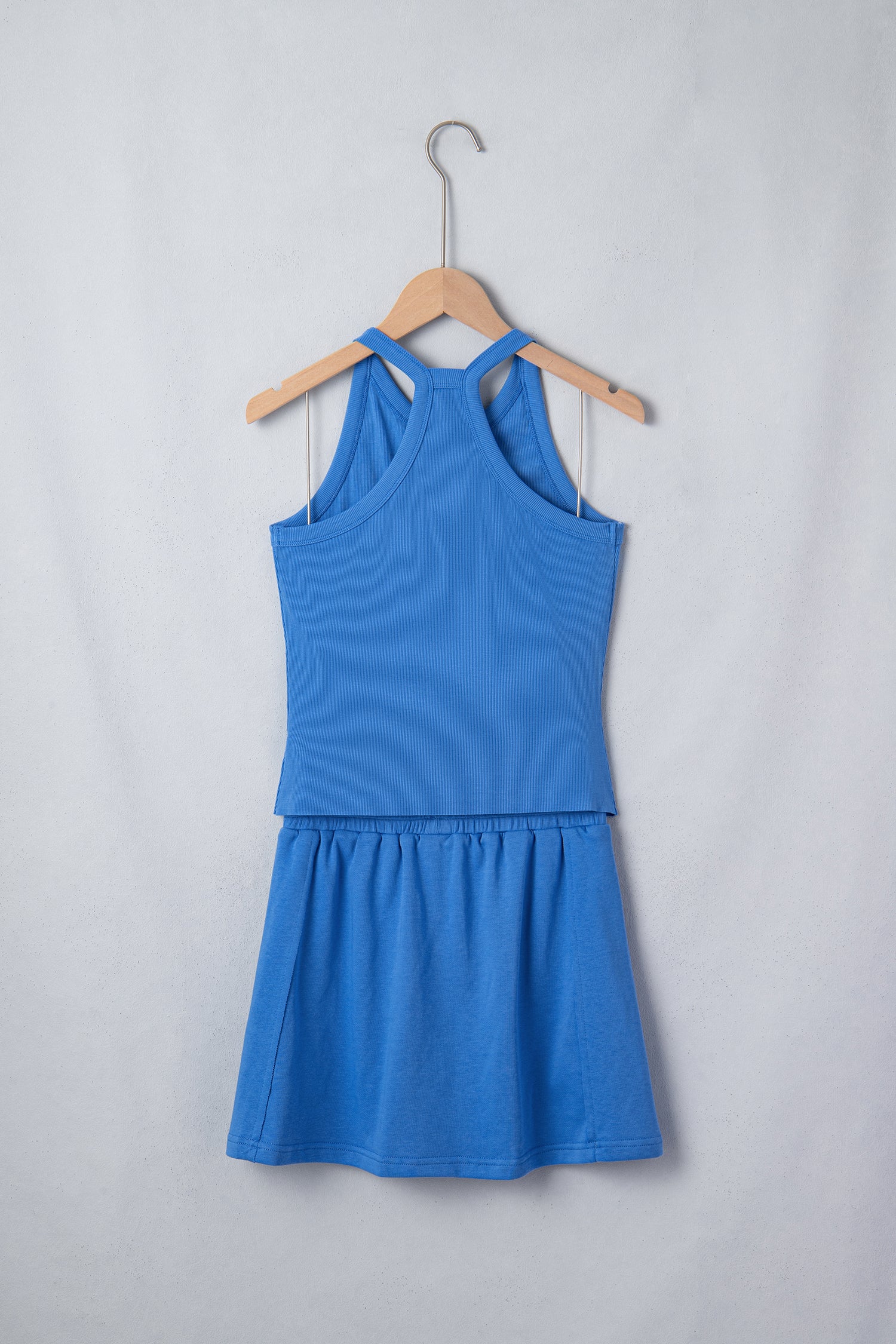 Green Slim Tank Top Elastic Waist Mini Skort 2pcs Outfit