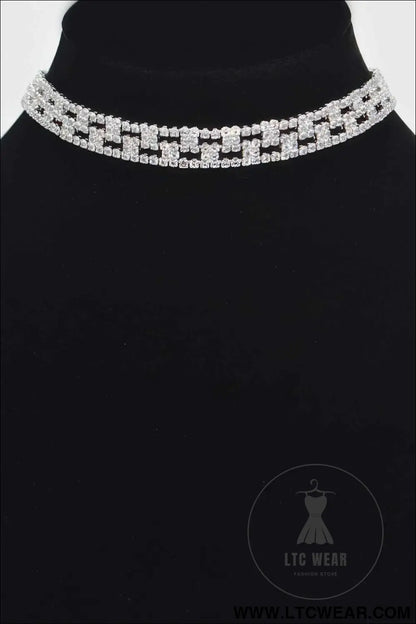 Aligned Rhinestone Choker