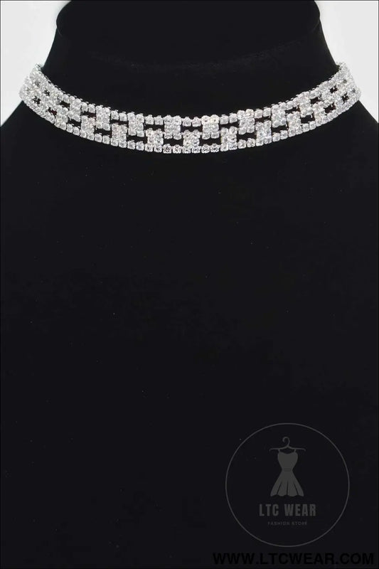 Aligned Rhinestone Choker