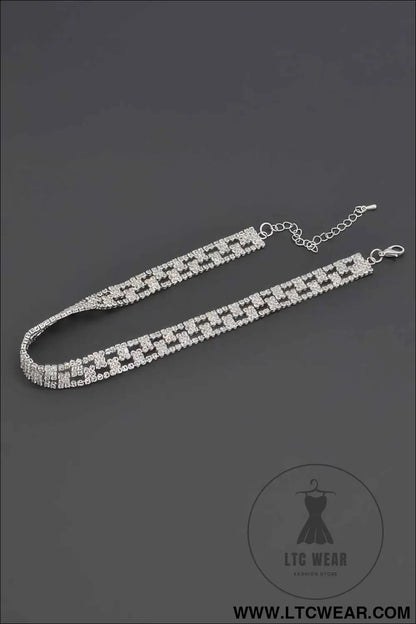 Aligned Rhinestone Choker