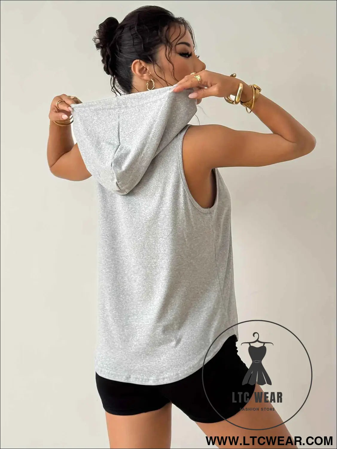AllMatch Athletic Casual Hooded Printed Vest