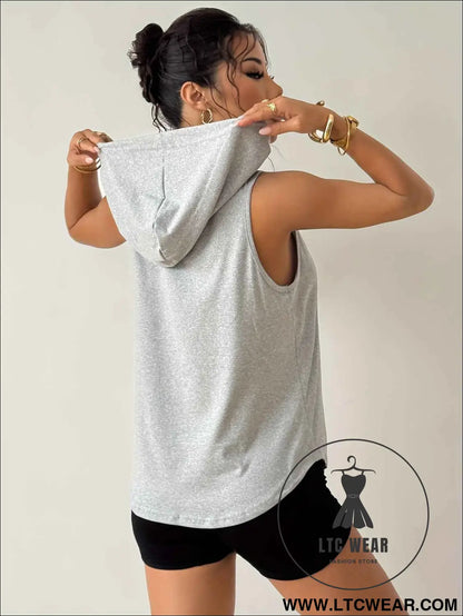 AllMatch Athletic Casual Hooded Printed Vest