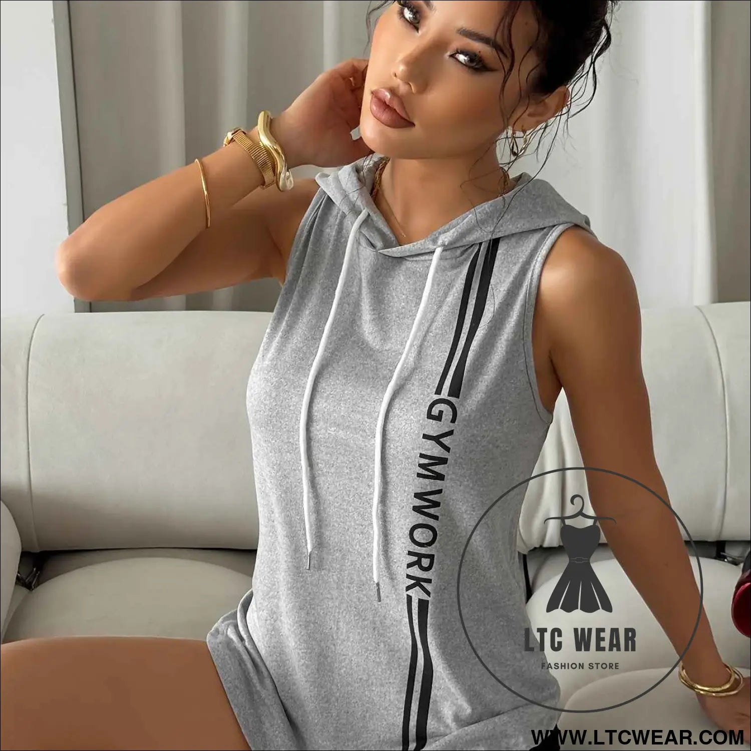 AllMatch Athletic Casual Hooded Printed Vest