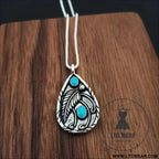 Alloy artificial turquoise teardrop pendant necklace - silver / one size