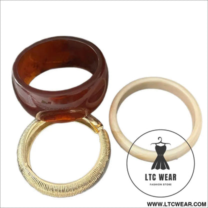 Amber Resin Bangle Stack Bracelet Set