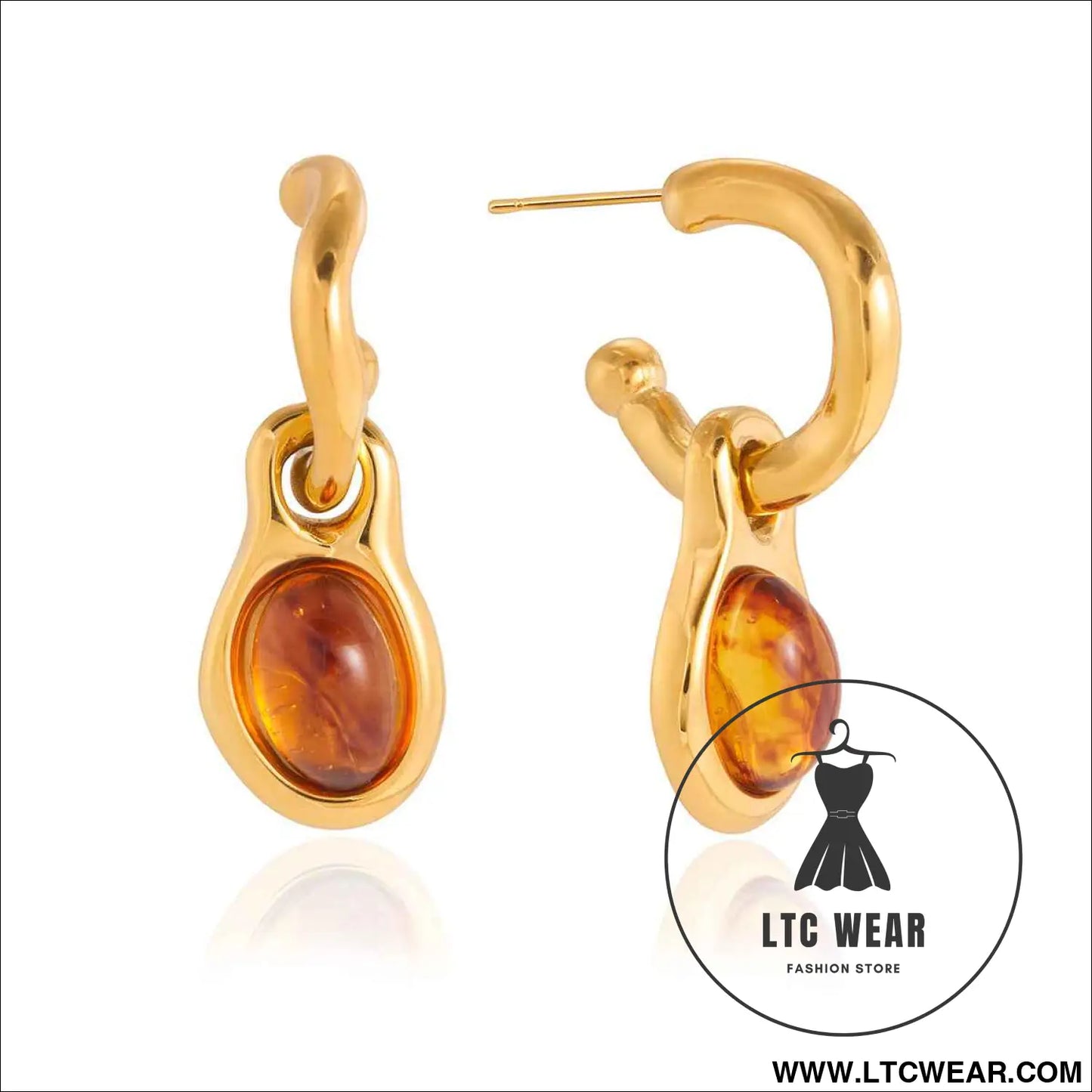 Amber Resin Geometric Drop Earrings