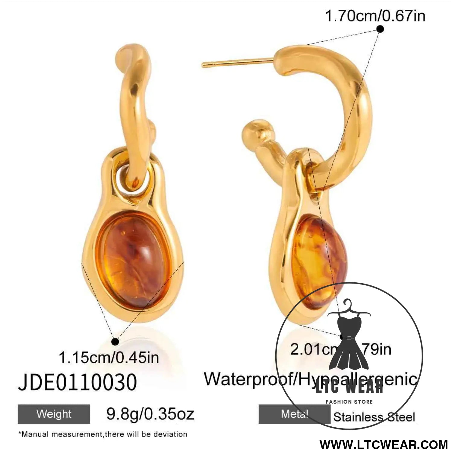 Amber Resin Geometric Drop Earrings