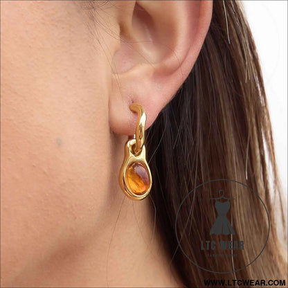 Amber Resin Geometric Drop Earrings