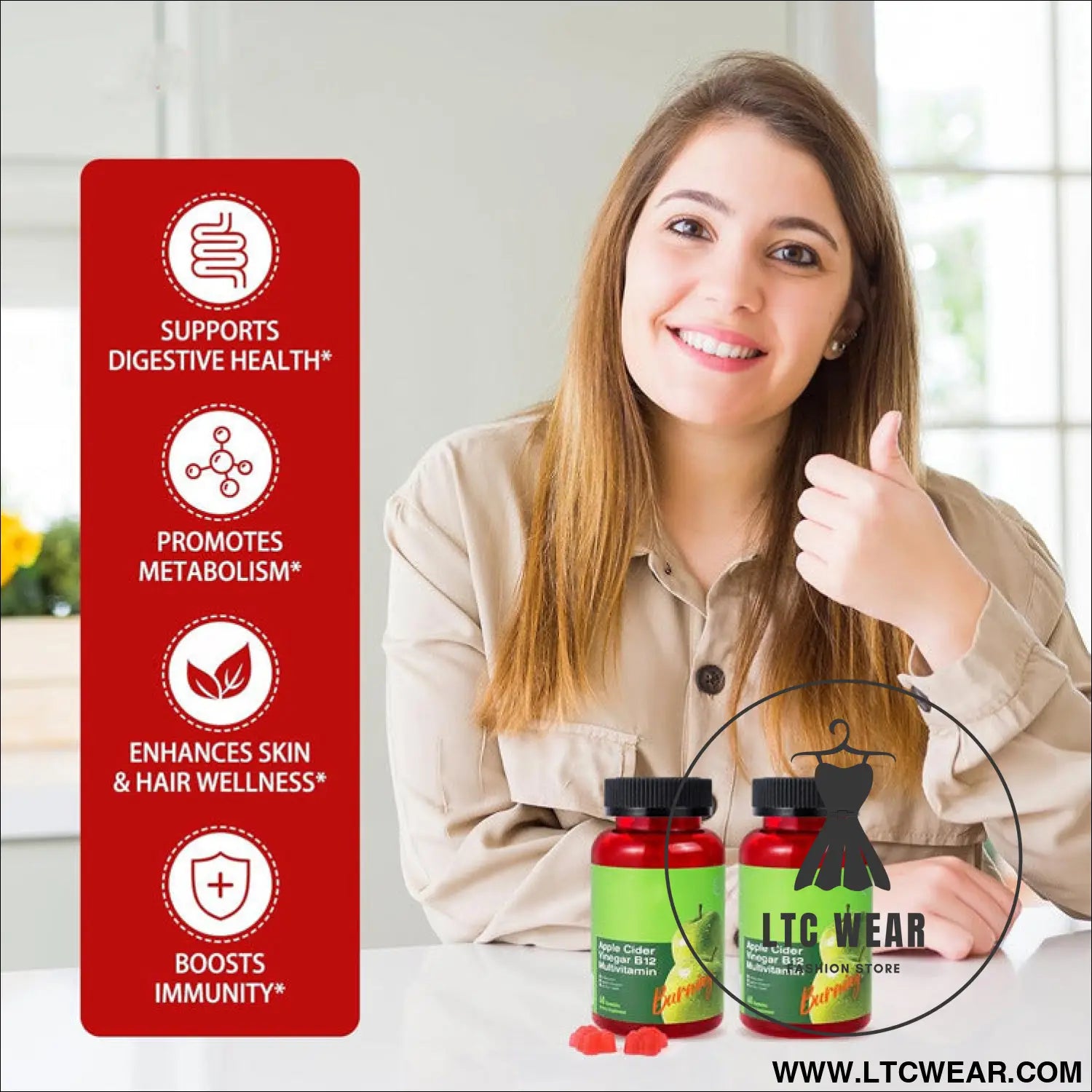 Apple cider vinegar gummies with a b12 boost! - 60 pcs