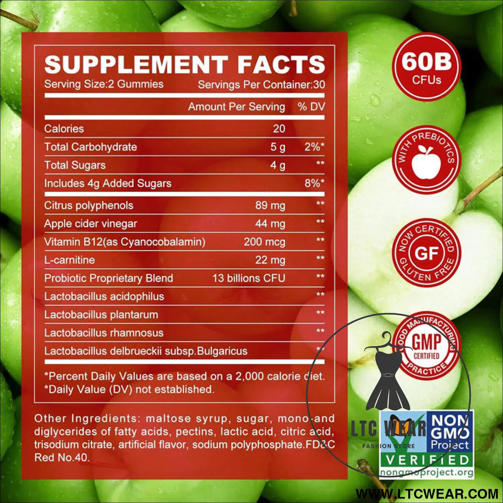 Apple cider vinegar gummies with a b12 boost! - 60 pcs