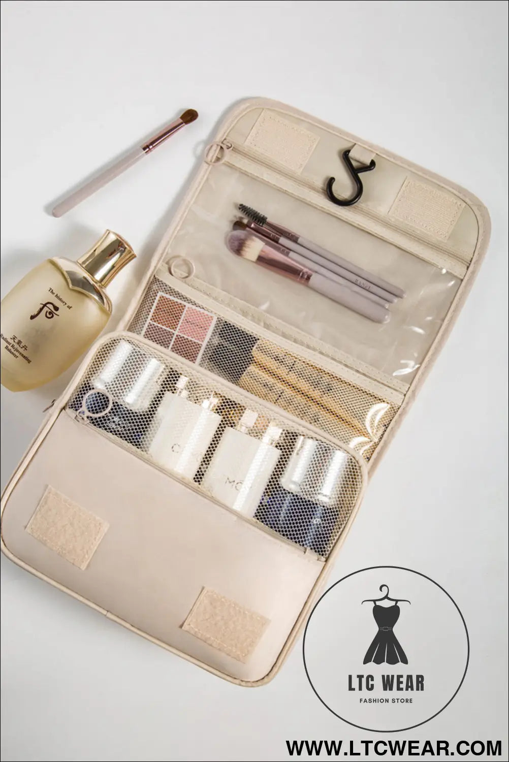 Apricot multi-functional make up organizer travel toiletry bag - apricot / one size / 95% polyester + 5% elastane