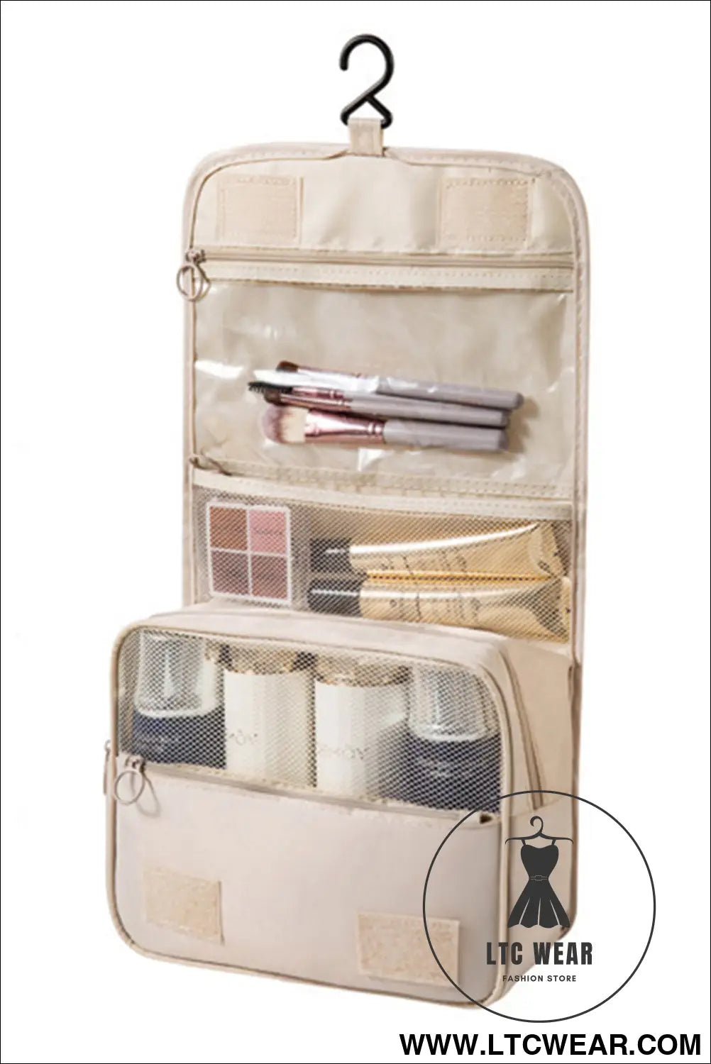 Apricot multi-functional make up organizer travel toiletry bag - apricot / one size / 95% polyester + 5% elastane