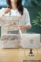 Apricot multi-functional make up organizer travel toiletry bag - apricot / one size / 95% polyester + 5% elastane