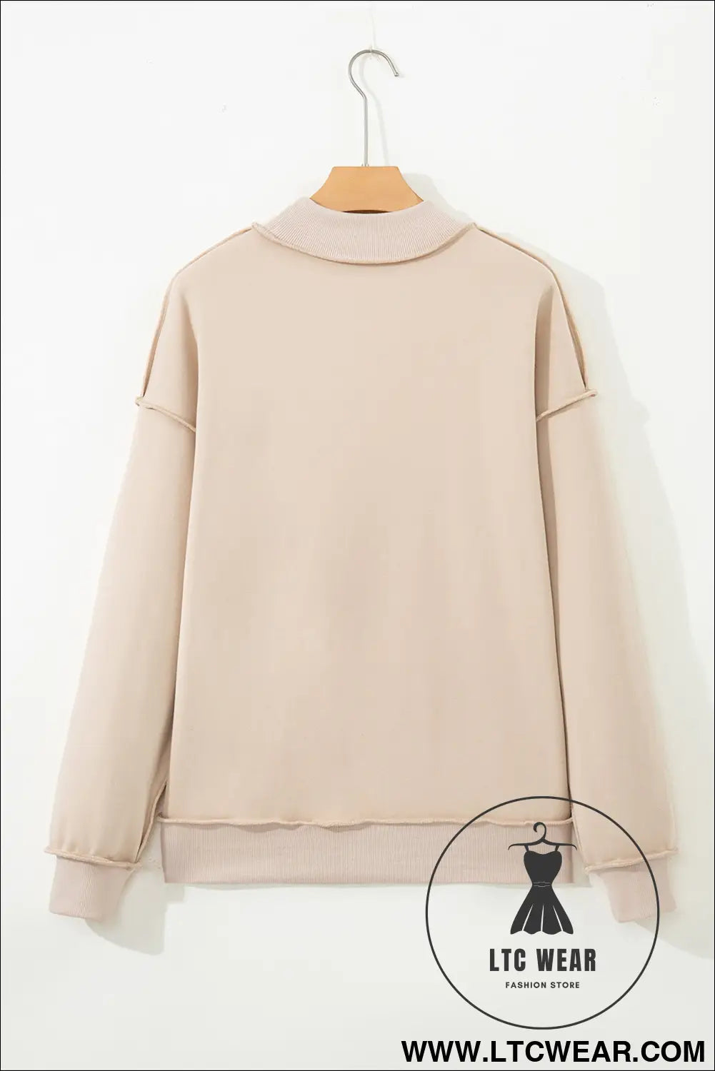 Apricot oversize drop shoulder reversible mock neck sweatshirt - sweatshirts & hoodies