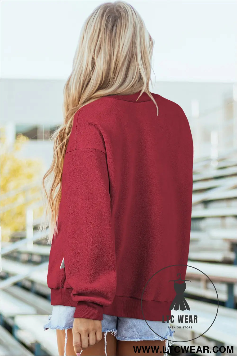 Apricot oversize drop shoulder reversible mock neck sweatshirt - sweatshirts & hoodies