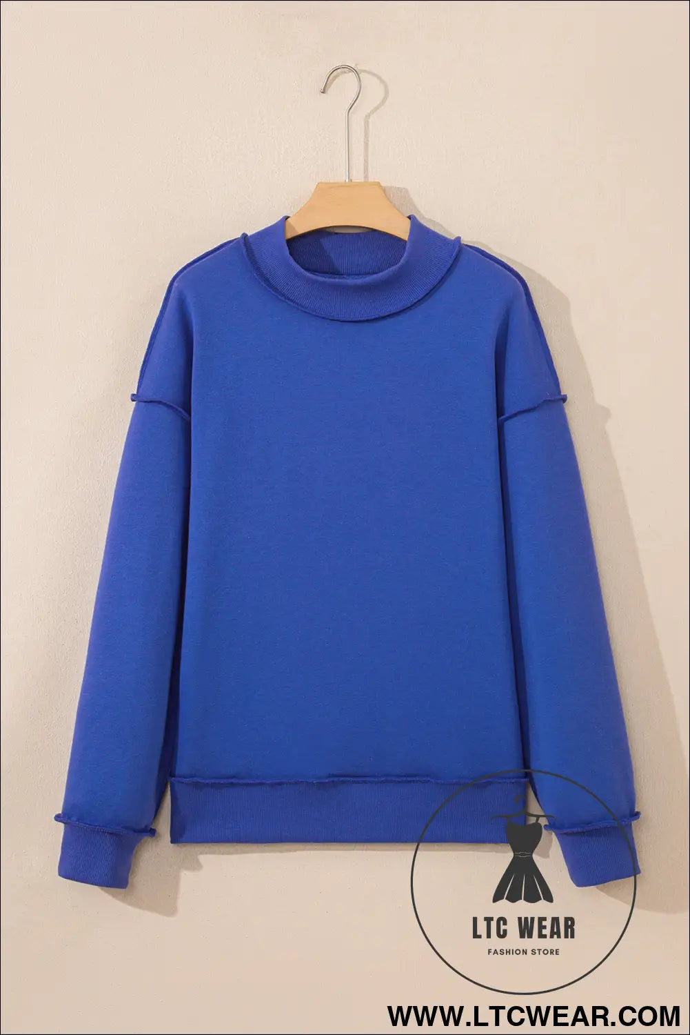 Apricot oversize drop shoulder reversible mock neck sweatshirt - sweatshirts & hoodies