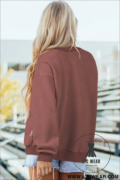 Apricot oversize drop shoulder reversible mock neck sweatshirt - sweatshirts & hoodies
