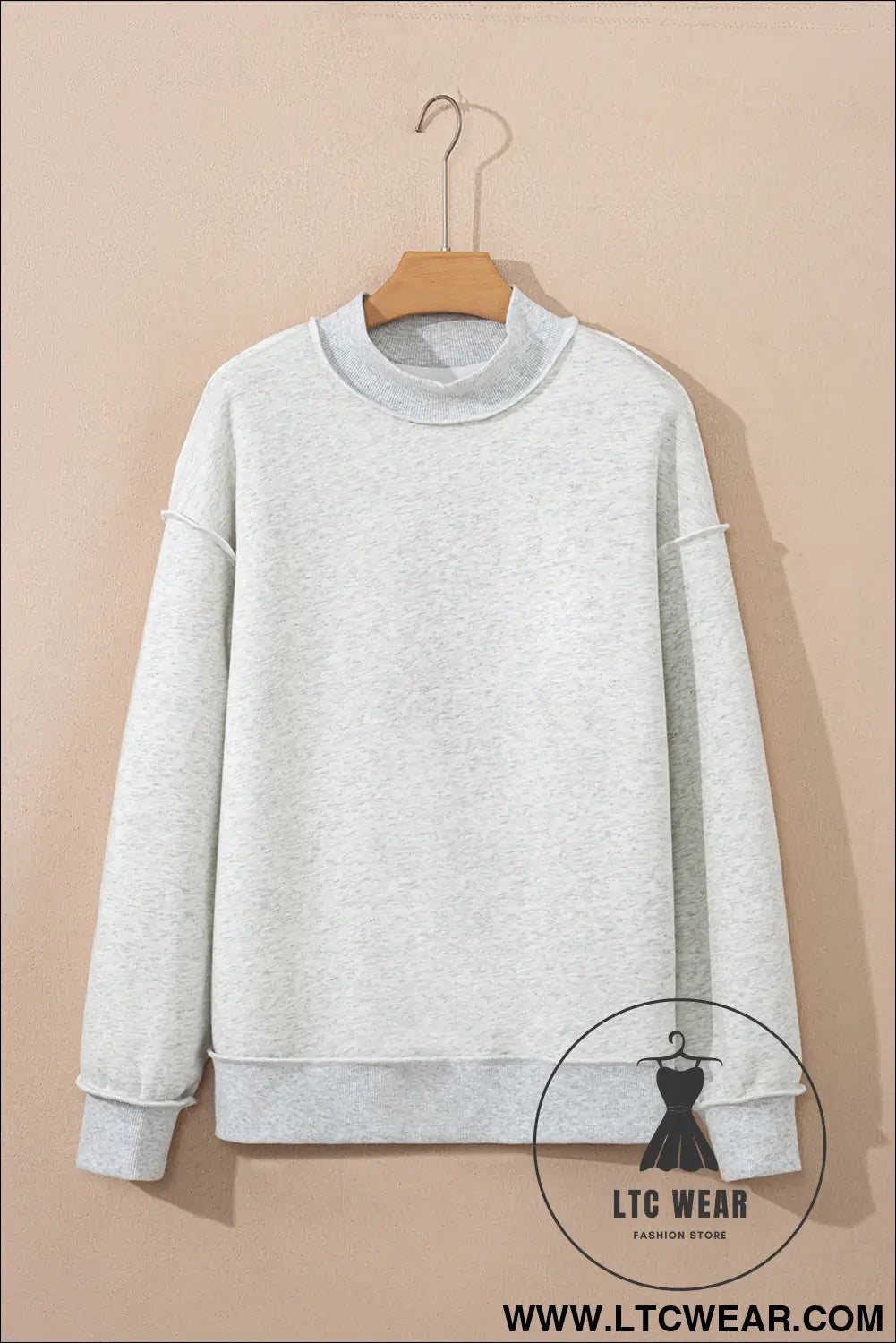 Apricot oversize drop shoulder reversible mock neck sweatshirt - sweatshirts & hoodies