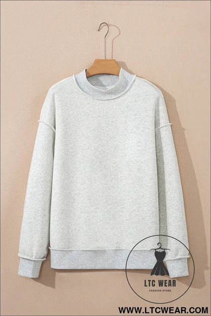 Apricot oversize drop shoulder reversible mock neck sweatshirt - sweatshirts & hoodies