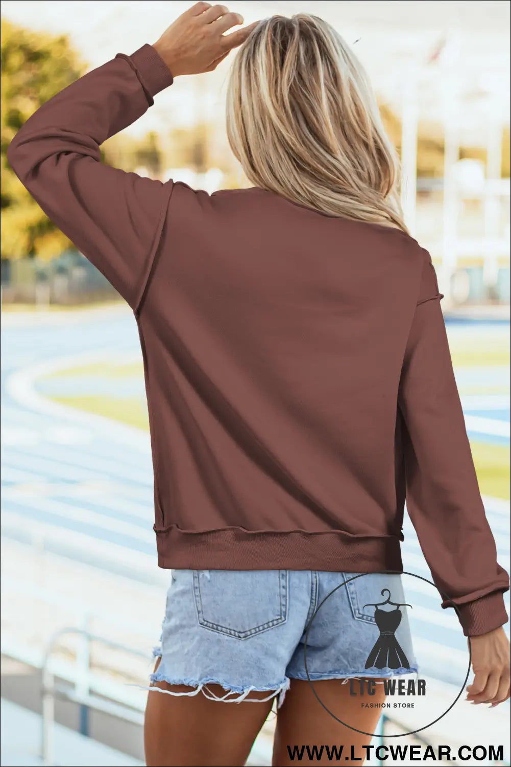 Apricot oversize drop shoulder reversible mock neck sweatshirt - sweatshirts & hoodies