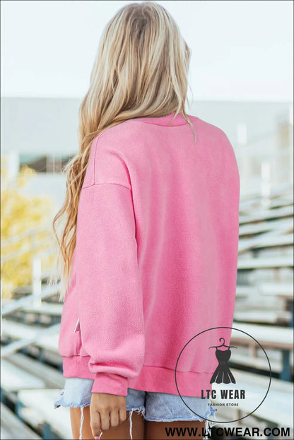 Apricot oversize drop shoulder reversible mock neck sweatshirt - sweatshirts & hoodies