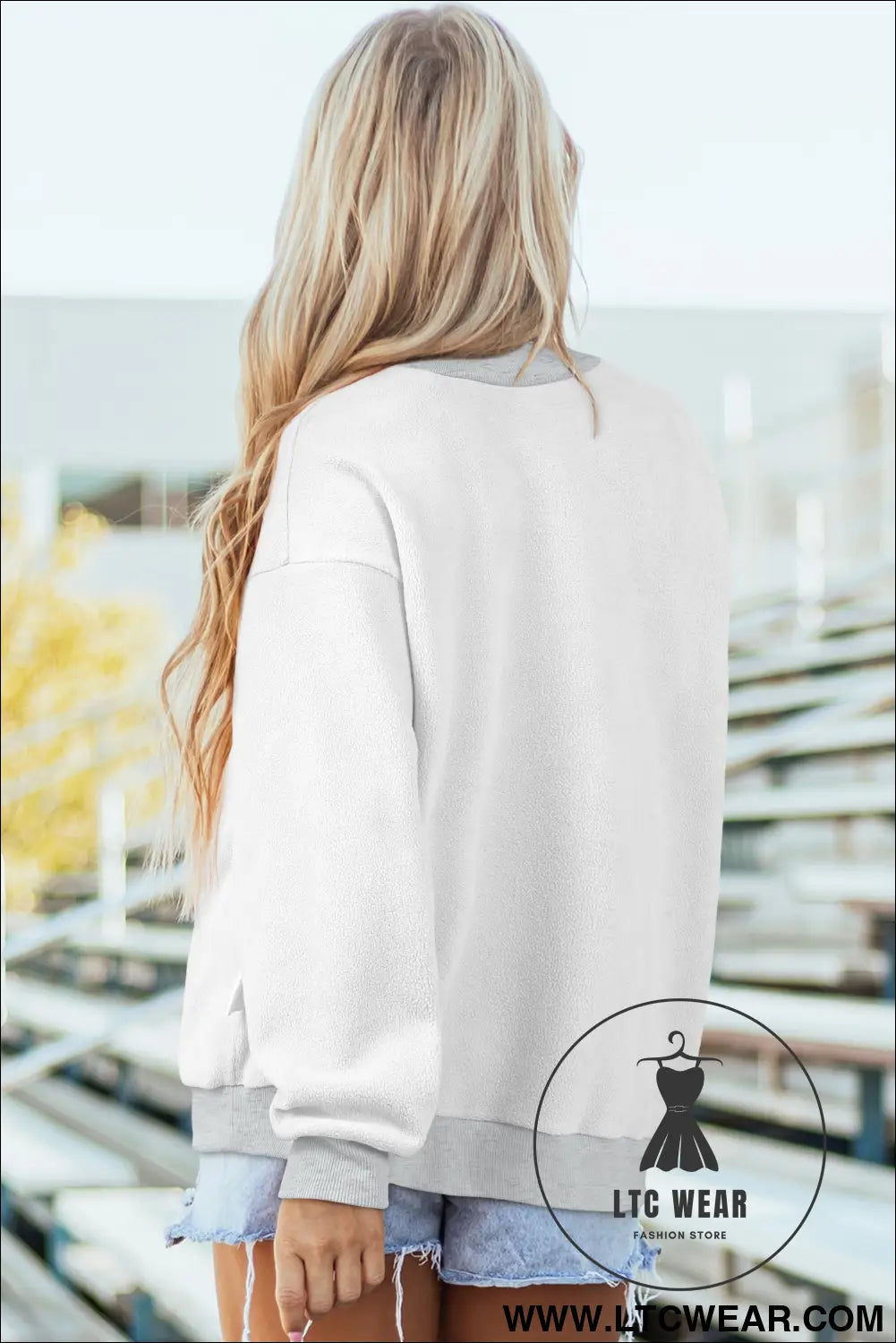 Apricot oversize drop shoulder reversible mock neck sweatshirt - sweatshirts & hoodies